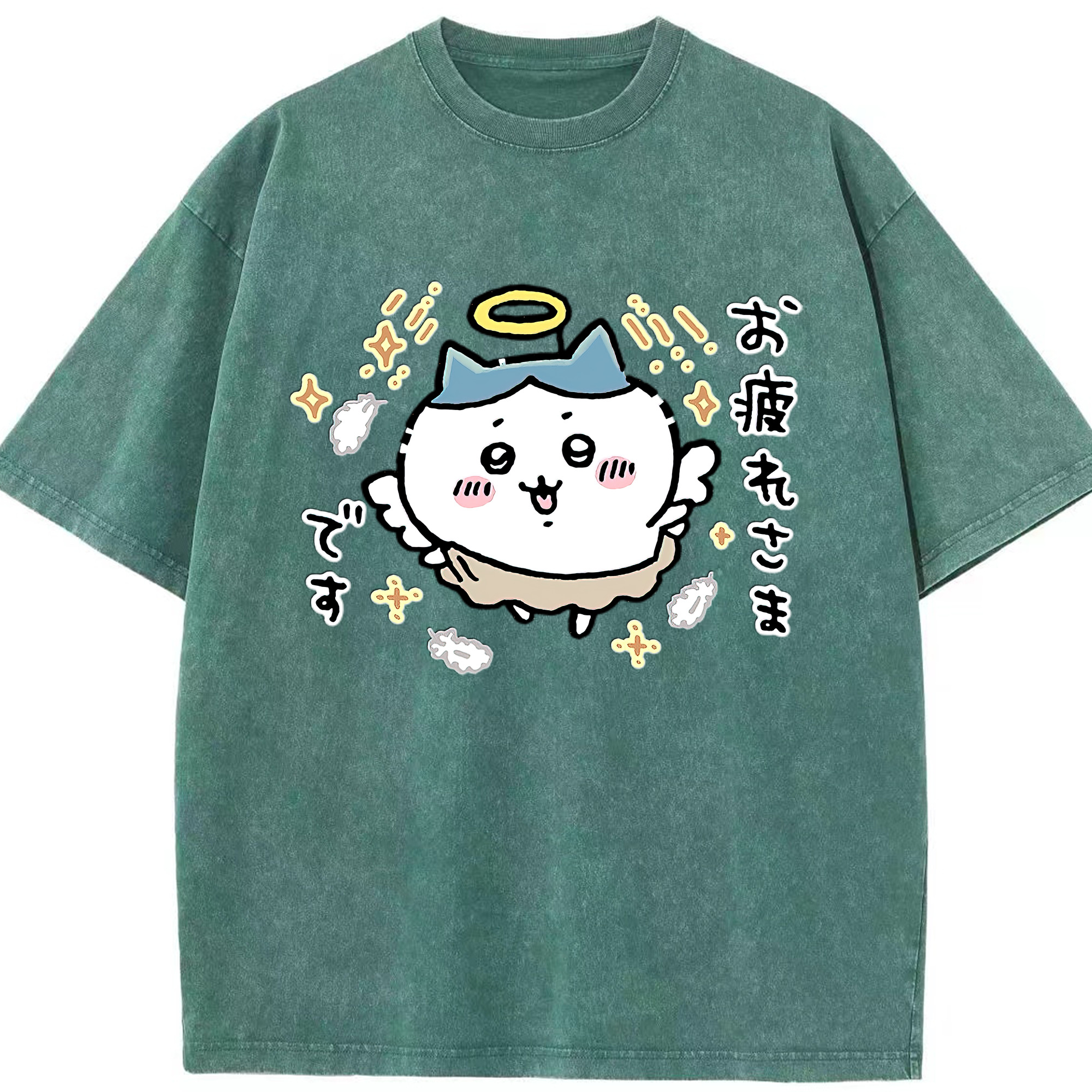 （画像用） ちいかわ ハチワレ Chii-kawa hachiware 綿100% ヴィンテージ風 半袖Tシャツ（フロントプリント）